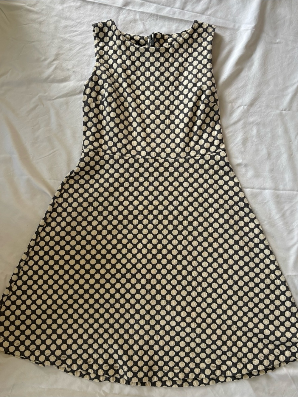 Talbots Navy/Gray Dress with Cream Polka Dots